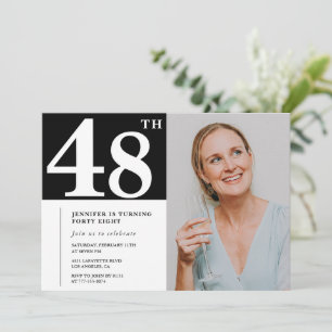 Invitaciones de 48 años de foto en blanco y negro