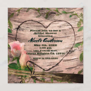 Invitaciones de abedul blanco con rosas y enredade