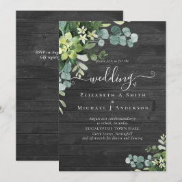 Invitaciones de Acuarela de Verde con Bodas de Euc