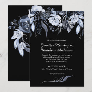 Invitaciones de Acuarela Grises Ahumadas Negras y 