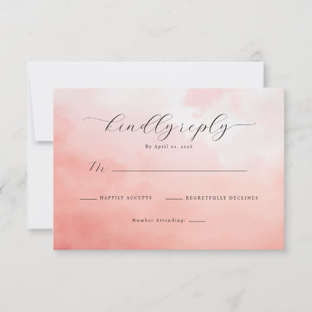 Invitaciones de acuarela rosa cálido (Anverso)