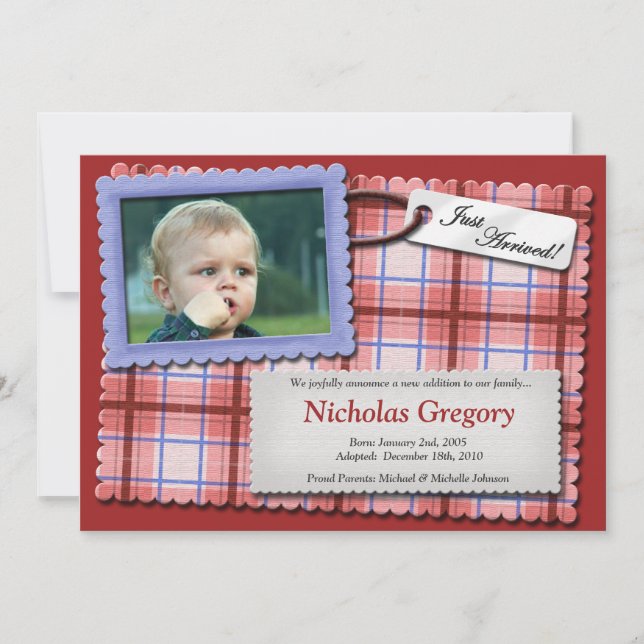 Invitaciones de adopción roja perfectamente perfec (Anverso)