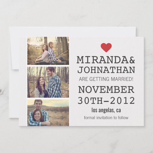 Invitaciones de Ahorro de Fecha de Crema y Rojo co (Anverso)