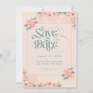 Invitaciones de Ahorro de Fecha Floral Rosa Meloco