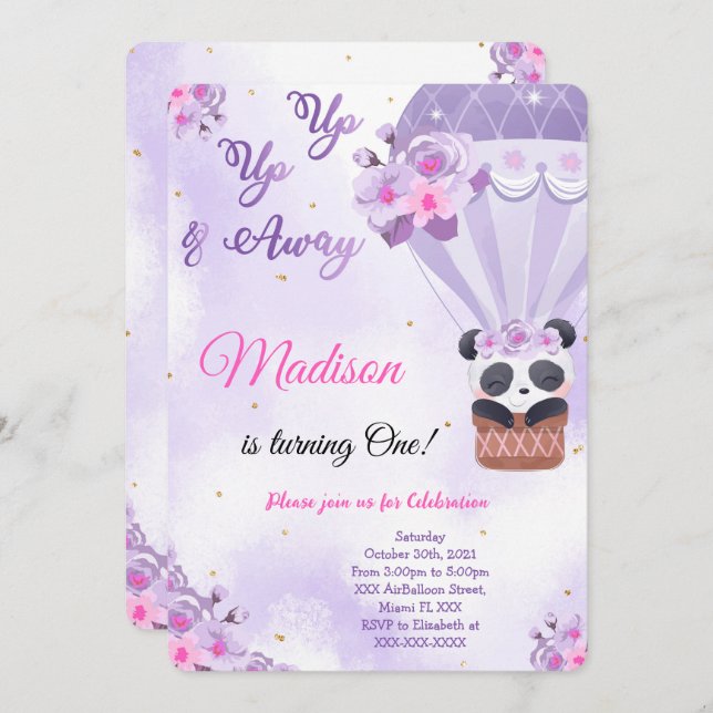 Invitaciones de Air Ballon (Anverso / Reverso)