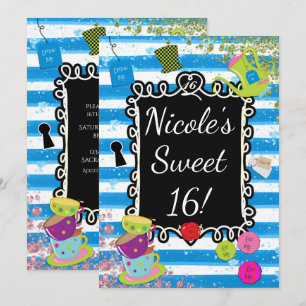 Invitaciones de Alice Wonderland Tea Party Heart F