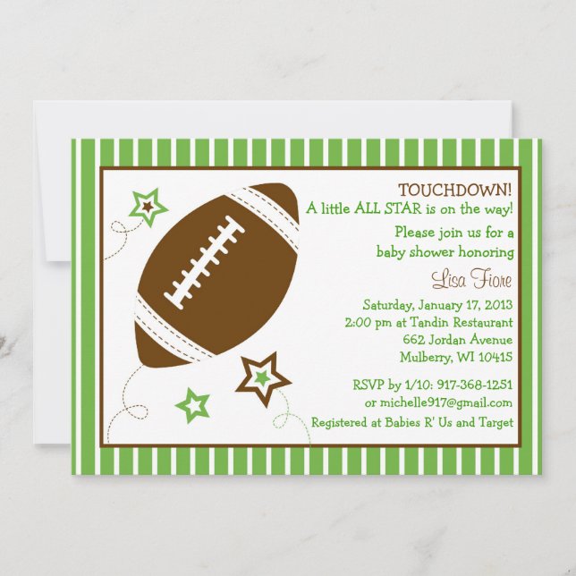 Invitaciones de All Star Baby Shower del fútbol (Anverso)
