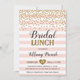 Invitaciones de Almuerzo de Boda Rosado Dorado con
