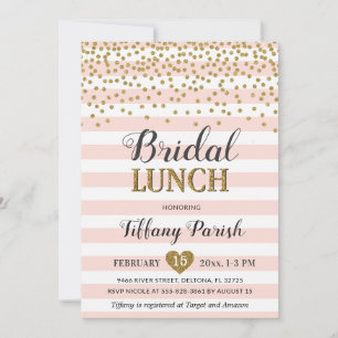 Invitaciones de Almuerzo de Boda Rosado Dorado con