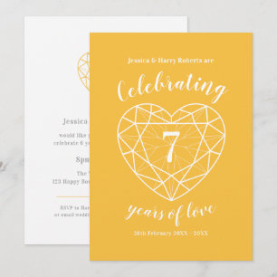 Invitaciones de aniversario de 7 años con zafiro a