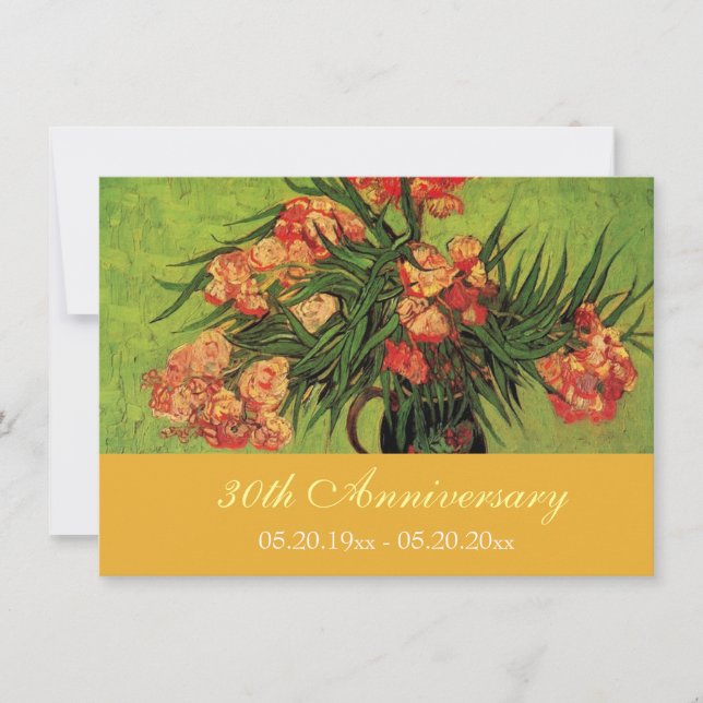 Invitaciones de aniversario de arte floral vintage (Anverso)