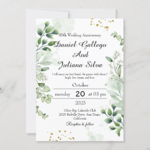 Invitaciones de aniversario de boda Boho Greenery