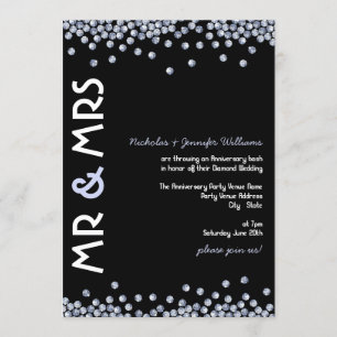 Invitaciones de aniversario de boda con diamantes