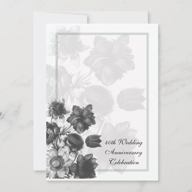 Invitaciones de aniversario de boda con ramo de fl (Anverso)