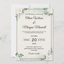 Invitaciones de aniversario de boda con vegetación