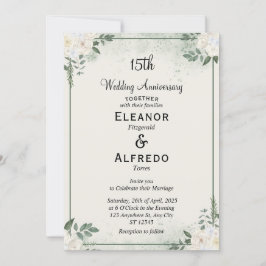 Invitaciones de aniversario de boda con vegetación