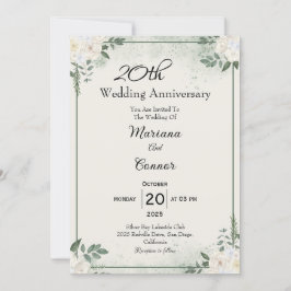 Invitaciones de aniversario de boda con vegetación