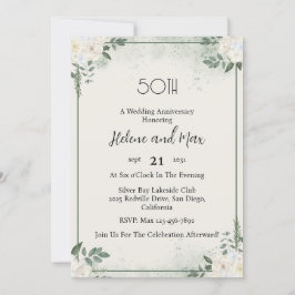 Invitaciones de aniversario de boda con vegetación