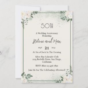 Invitaciones de aniversario de boda con vegetación