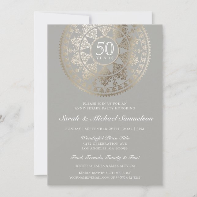 Invitaciones de aniversario de boda elegantes con  (Anverso)