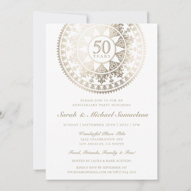 Invitaciones de aniversario de boda elegantes con  (Anverso)