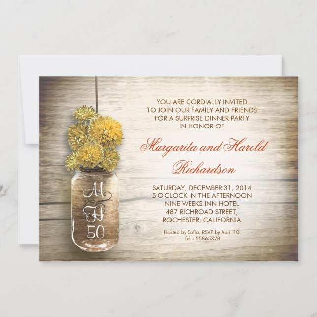 invitaciones de aniversario de boda en frasco de a (Anverso)