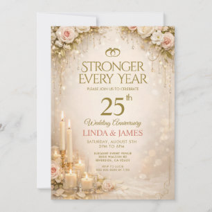 Invitaciones de aniversario de boda florales rústi