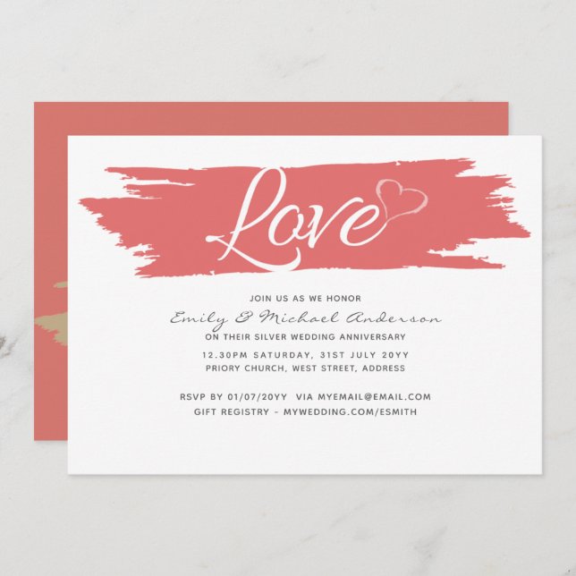 Invitaciones de aniversario de boda modernas - CUA (Anverso / Reverso)