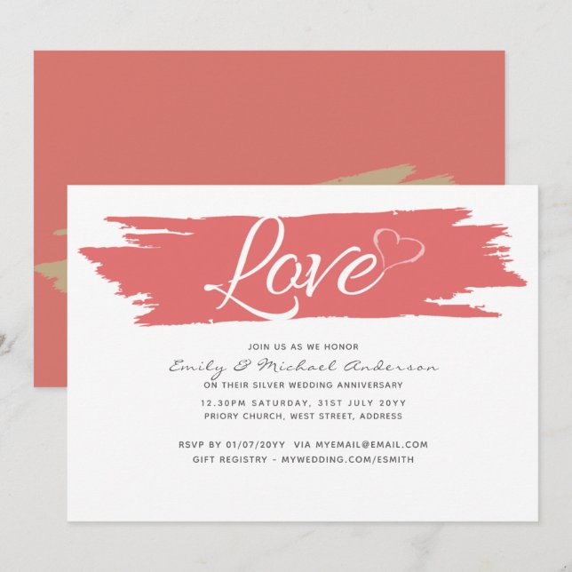 Invitaciones de aniversario de boda modernos - CUA (Anverso / Reverso)