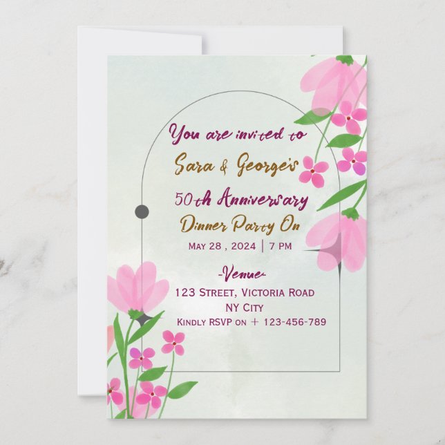 Invitaciones de aniversario de bodas  (Anverso)