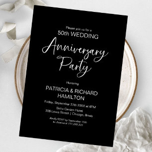 Invitaciones de aniversario de bodas con caligrafí