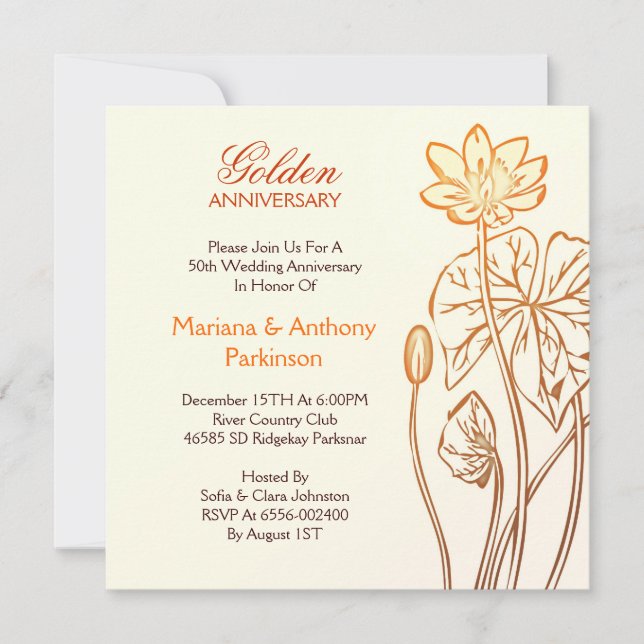 invitaciones de aniversario de bodas de oro (Anverso)