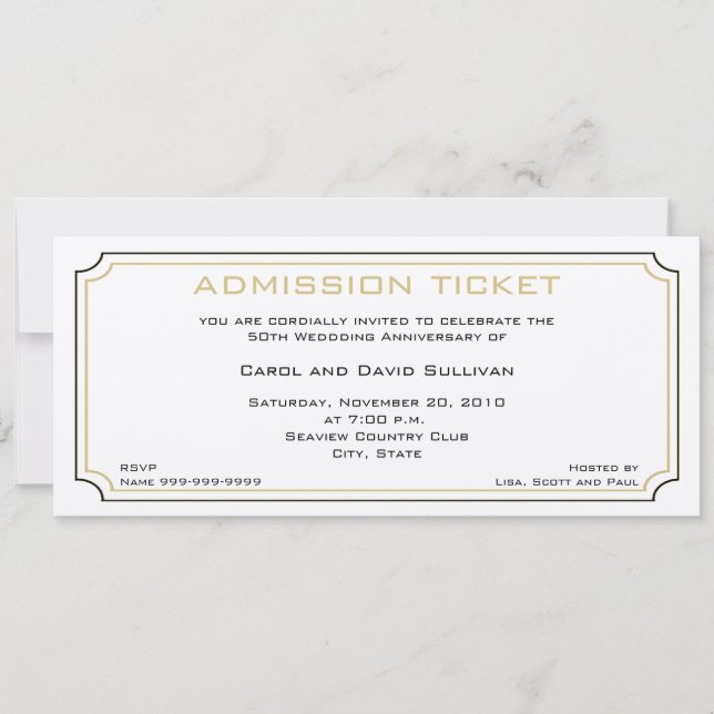 Invitaciones de Aniversario de Bodas de Oro (Anverso)