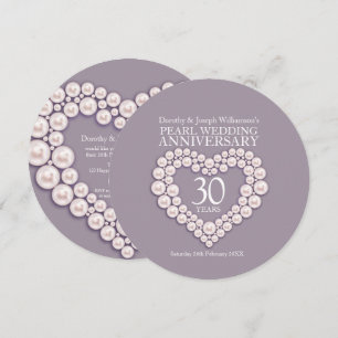 Invitaciones de aniversario de bodas de perla 30 a