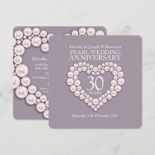 Invitaciones de aniversario de bodas de perla 30 a