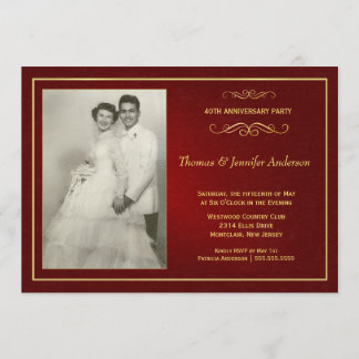 Invitaciones de aniversario de bodas de rubí - 40º