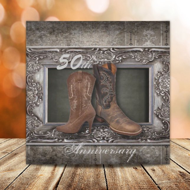 invitaciones de aniversario de bodas de vaquero we (cowboy western country 50th wedding anniversary invitation)
