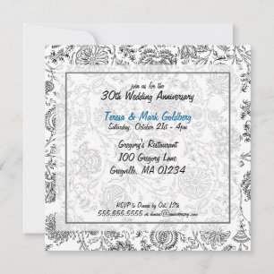 Invitaciones de aniversario de bodas en negro y bl