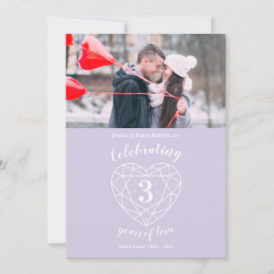 Invitaciones de aniversario de corazón de cristal