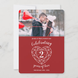 Invitaciones de aniversario de corazón de granate 