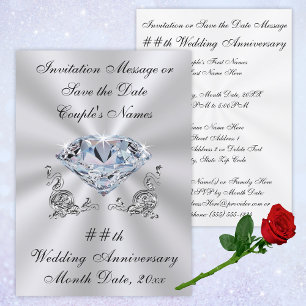 Invitaciones de aniversario de diamante o Save the