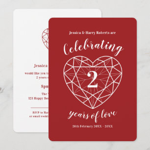 Invitaciones de aniversario de granate 2 años de a