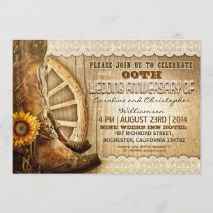 invitaciones de aniversario de madera rústica esti