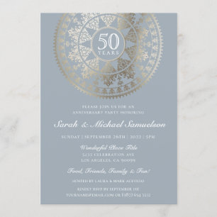 Invitaciones de aniversario elegantes con lámina d