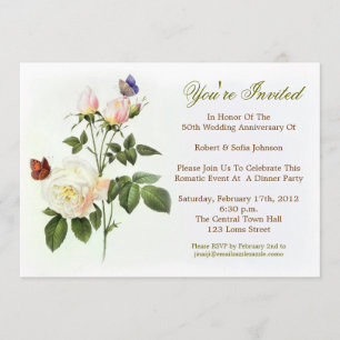 invitaciones de aniversario elegantes con rosas bl