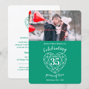 Invitaciones de aniversario esmeralda 35 años con 