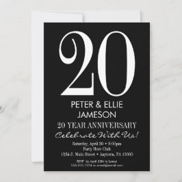Invitaciones de aniversario modernas en negro y bl