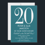 Invitaciones de aniversario modernas turquesa<br><div class="desc">Una simple y moderna invitación de aniversario azul turquesa y blanco. Perfecta para aniversarios importantes como 5,  10,  15,  20,  25,  30,  35,  40,  45,  50,  55,  60 ...  ¡o cualquier año!</div>