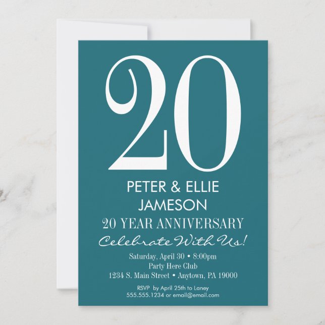 Invitaciones de aniversario modernas turquesa verd (Anverso)