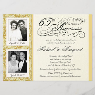 Invitaciones de aniversario número 65 de lujo - En